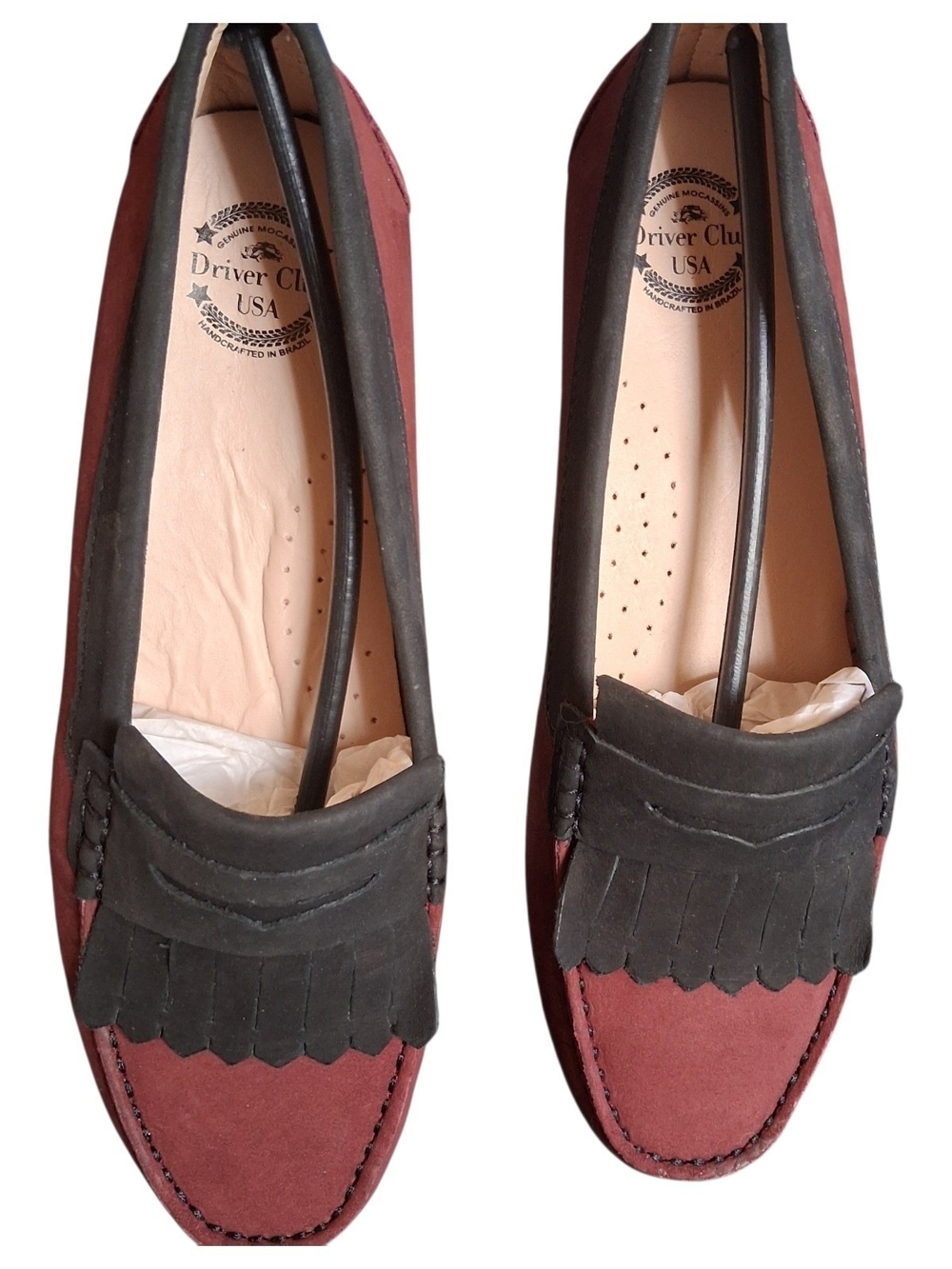Driver Club USA Allentown Wine Nubuck Kiltie Moccasins Loafers 9.5 Leather NIB
